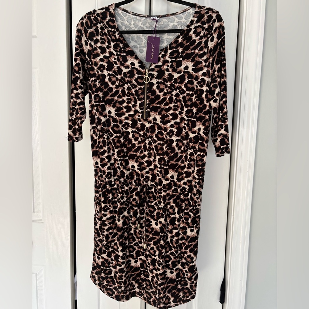 Leopard Print V-Neck Dress